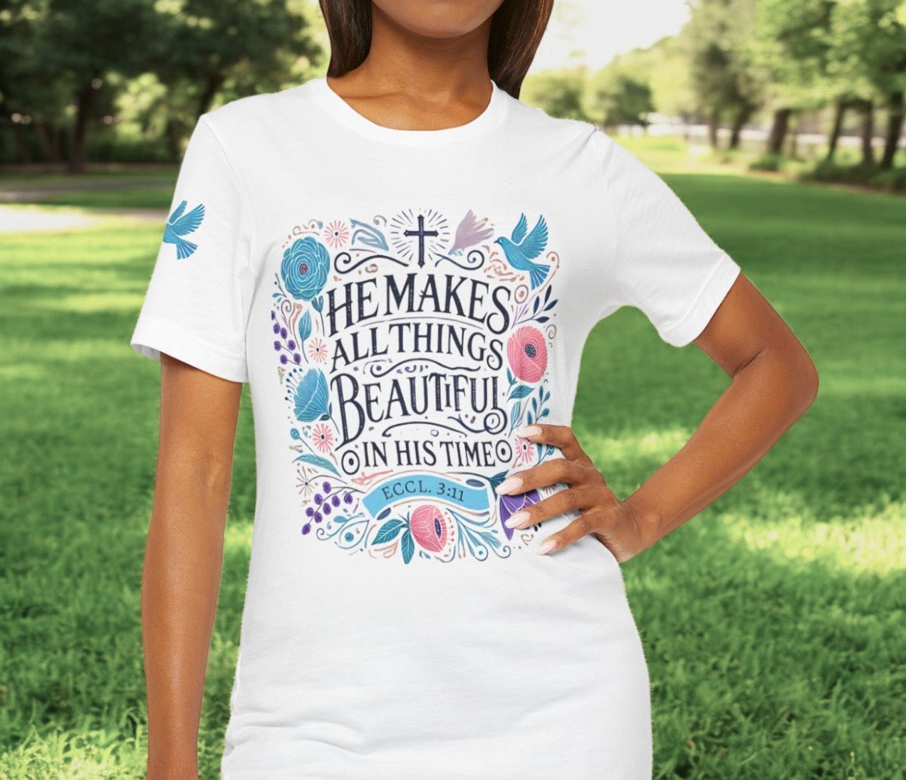 Inspirational Women's Jersey Tee - "He Makes All Things Beautiful" - Celebrate Prints