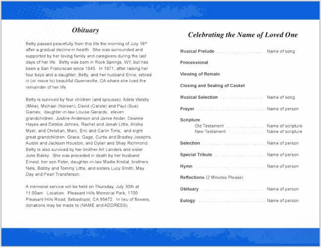 Jazz Funeral Program Template - The Funeral Program Site