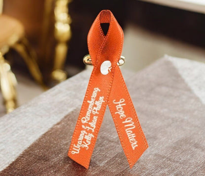 Kidney Cancer Ribbon Personalized (Orange Color Ribbon) - Pack of 10 - Celebrate Prints