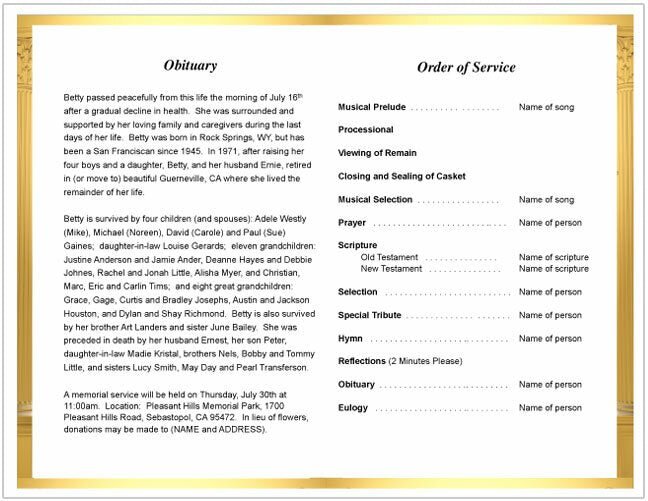 Kingdom Funeral Program Template - The Funeral Program Site