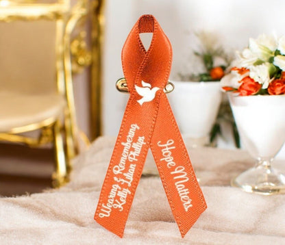 Leukemia Cancer Ribbon Personalized (Orange Color Ribbon) - Pack of 10 - Celebrate Prints