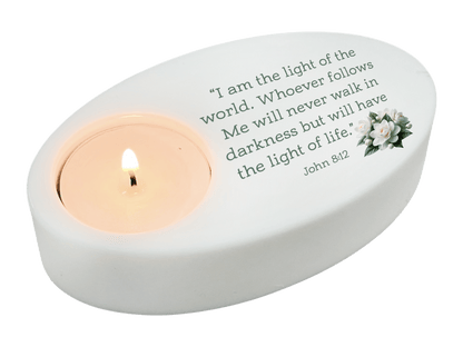 Light of the World Verse Oval Tea Light Candle Holder - Celebrate Prints