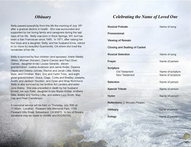 Lighthouse Funeral Program Template - The Funeral Program Site