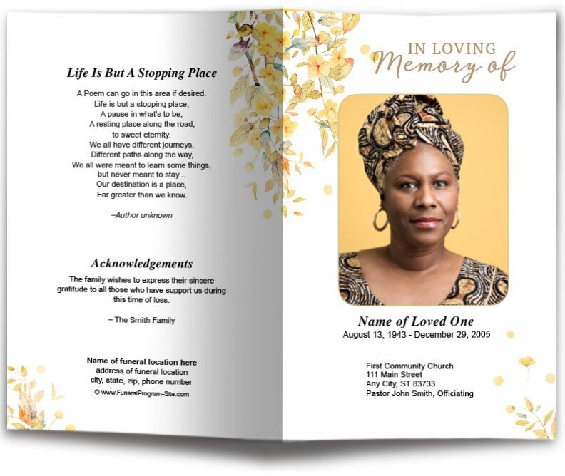 Linen Watercolor Funeral Program Template - The Funeral Program Site