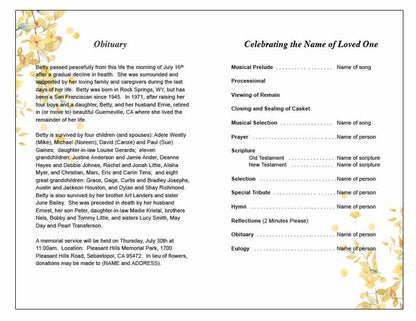 Linen Watercolor Funeral Program Template - The Funeral Program Site
