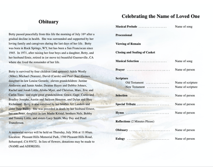 Lone Tree Funeral Program Template - The Funeral Program Site