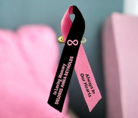 Loss of A Female Loved One Awareness Ribbons (Black/Pink) - Pack of 10 - Celebrate Prints