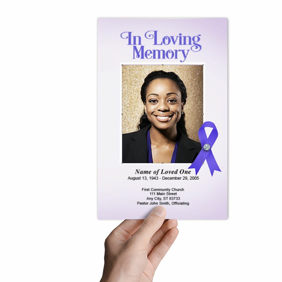 Fneral Program Ribbon Lupus Purple Ribbon Funeral Program Template - Celebrate Prints