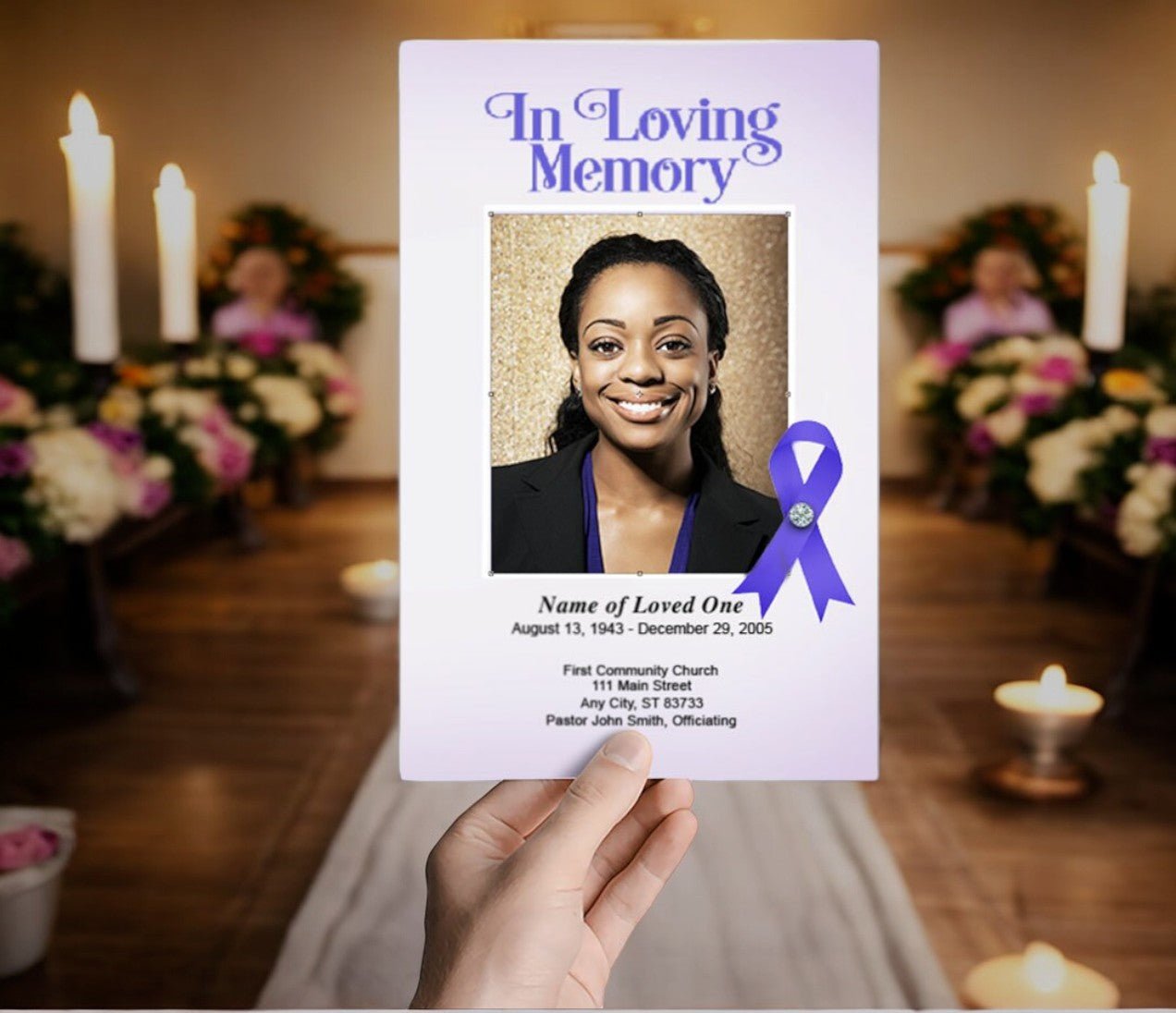 Lupus Purple Ribbon Funeral Program Template - The Funeral Program Site