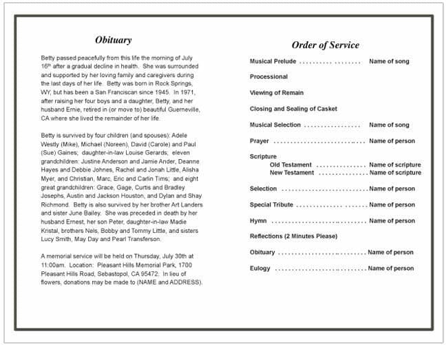 Madison Funeral Program Template - The Funeral Program Site
