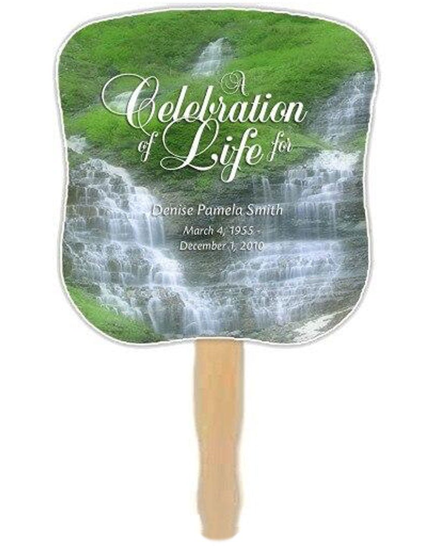 Majestic Memorial Fan With Wooden Handle (Pack Of 10) - Celebrate Prints