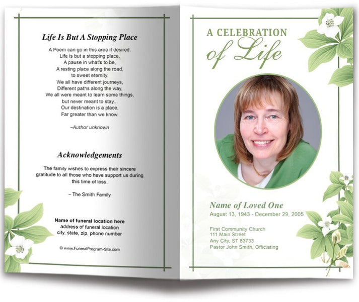 May Funeral Program Template - Celebrate Prints