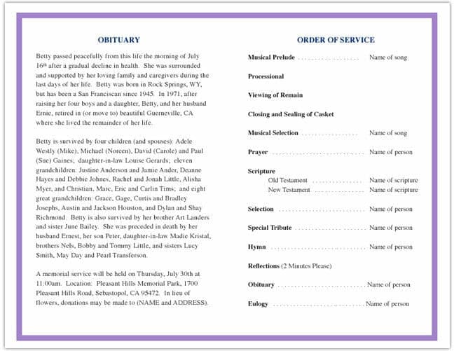 McKinney Funeral Program Template - The Funeral Program Site
