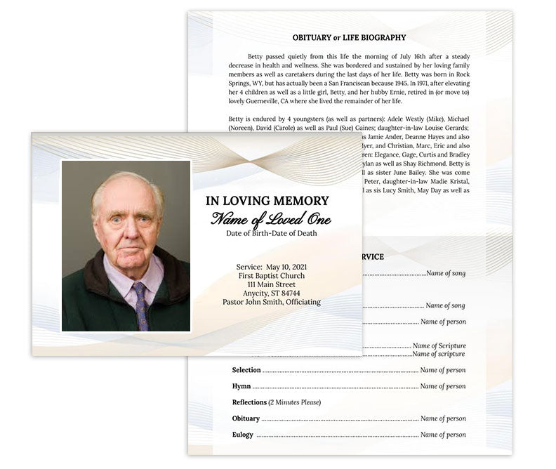 Minimalistic Greeting Card Style Google Docs Funeral Program Template - The Funeral Program Site