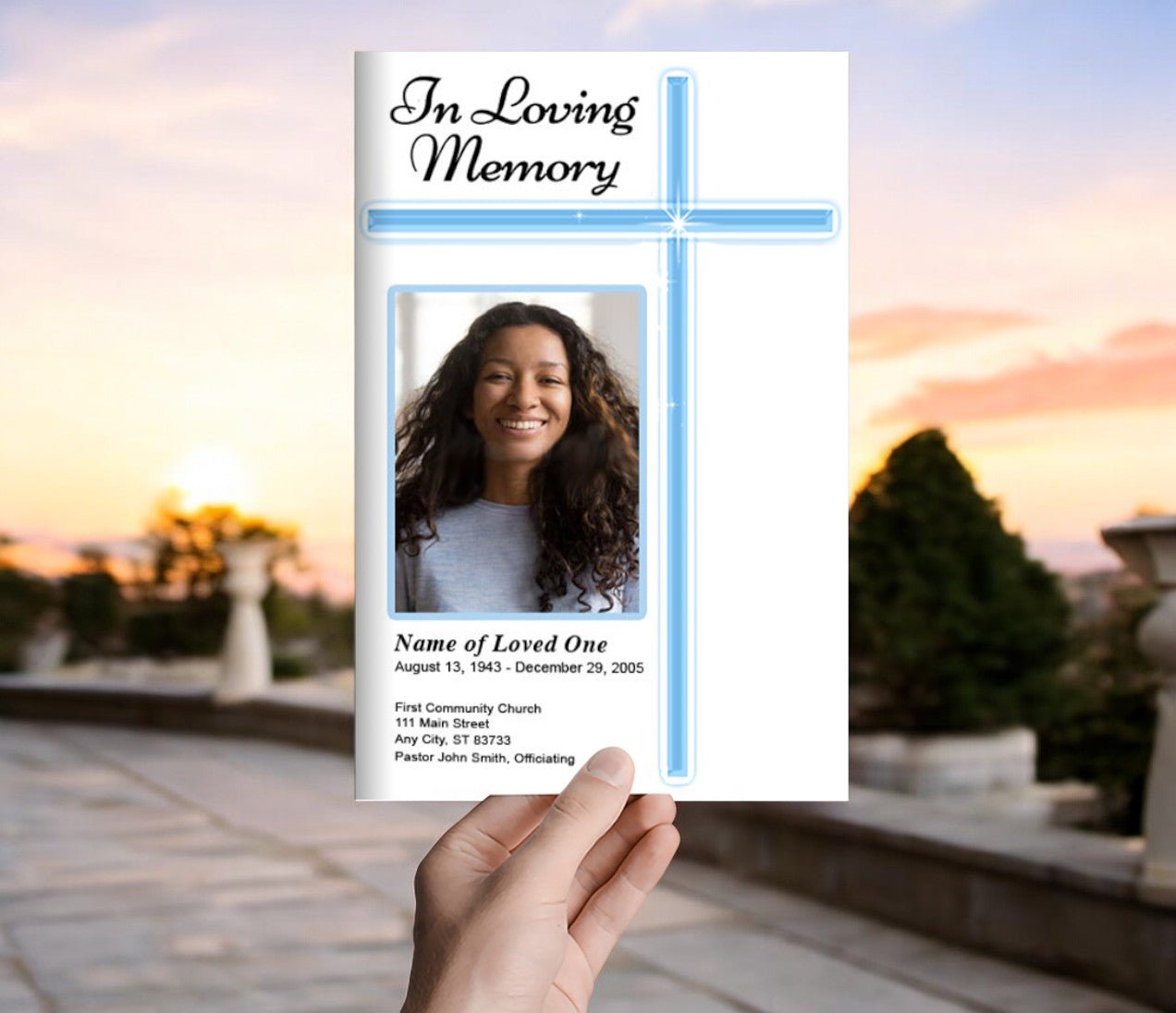 Modern Cross Funeral Program Template - The Funeral Program Site