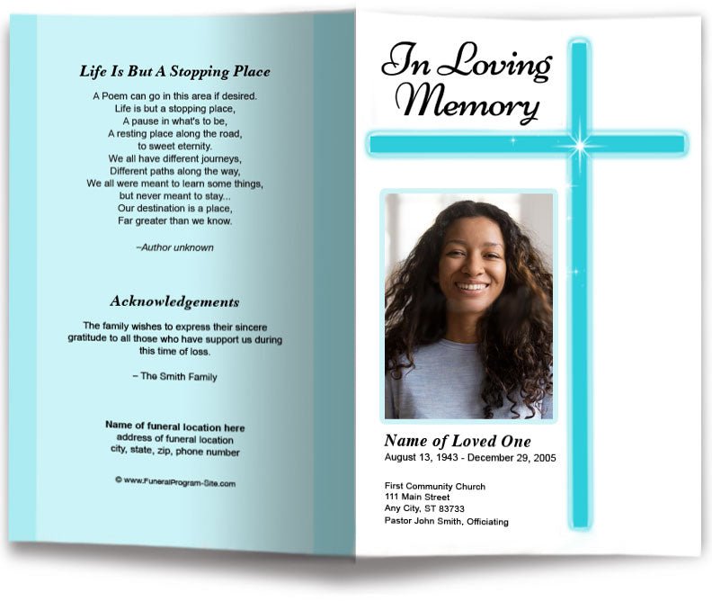 Modern Cross Funeral Program Template - The Funeral Program Site