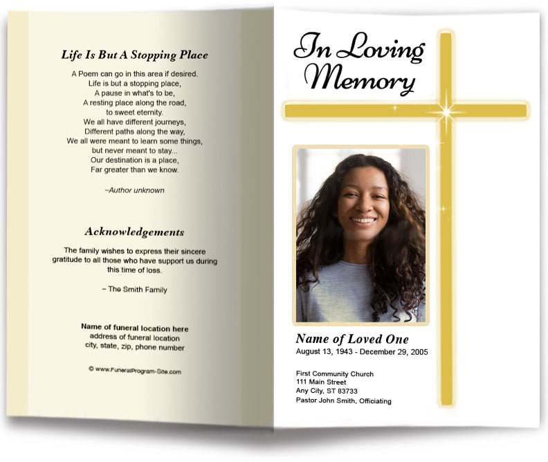 Modern Cross Funeral Program Template - The Funeral Program Site