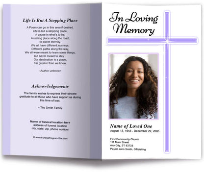 Modern Cross Funeral Program Template - The Funeral Program Site