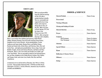 Monogram O Leaves Funeral Program Template - The Funeral Program Site