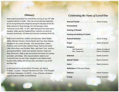 Morning Funeral Program Template - The Funeral Program Site