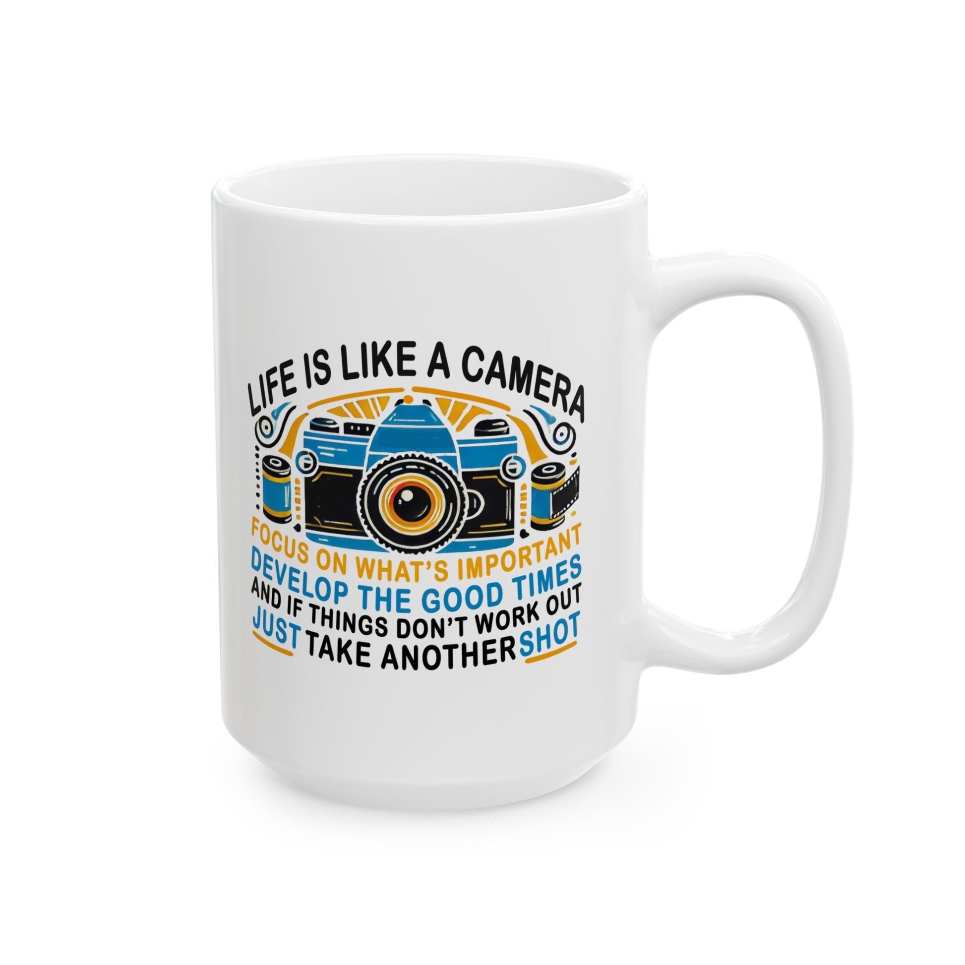 Motivational Ceramic Mug - "Life Is Like A Camera" - 11oz & 15oz - Celebrate Prints