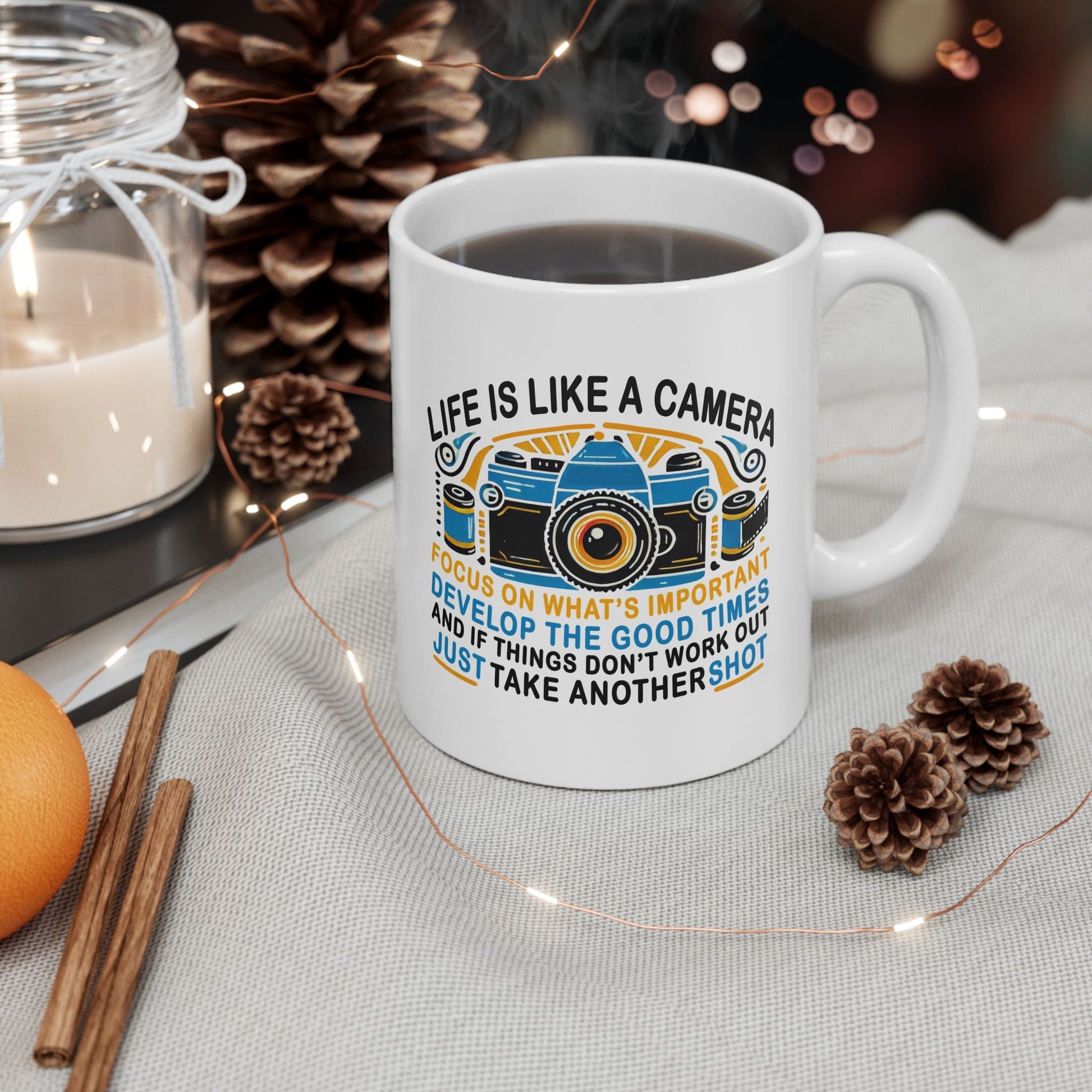 Motivational Ceramic Mug - "Life Is Like A Camera" - 11oz & 15oz - Celebrate Prints