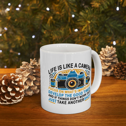 Motivational Ceramic Mug - "Life Is Like A Camera" - 11oz & 15oz - Celebrate Prints