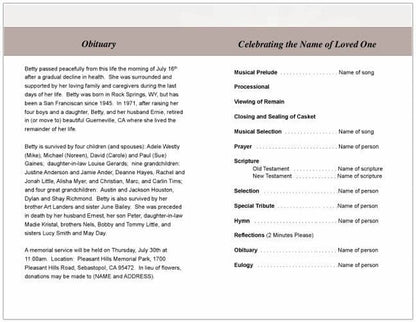 Mountain Funeral Program Template - The Funeral Program Site