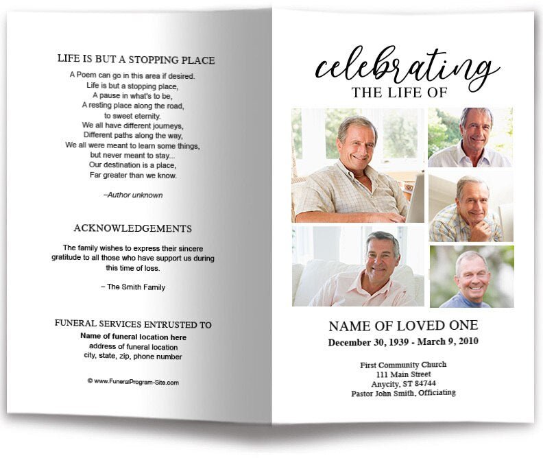 Multi Photo Funeral Program Template - The Funeral Program Site