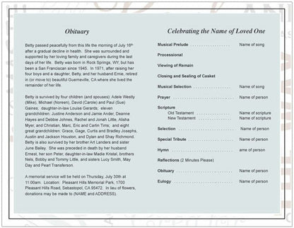 Names Funeral Program Template - The Funeral Program Site