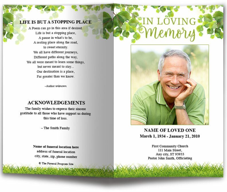 Nature Funeral Program Template - The Funeral Program Site