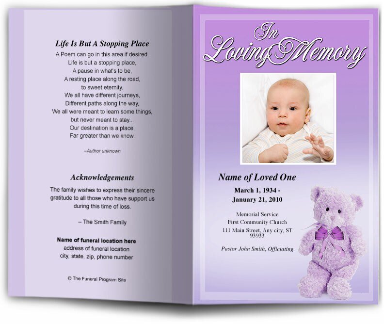 Nursery Funeral Program Template - The Funeral Program Site – Celebrate ...