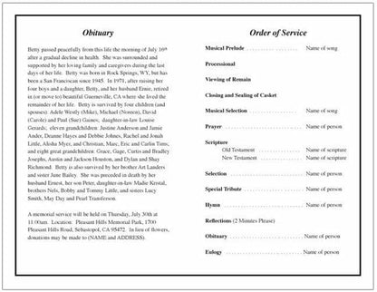 Ornate Funeral Program Template - The Funeral Program Site