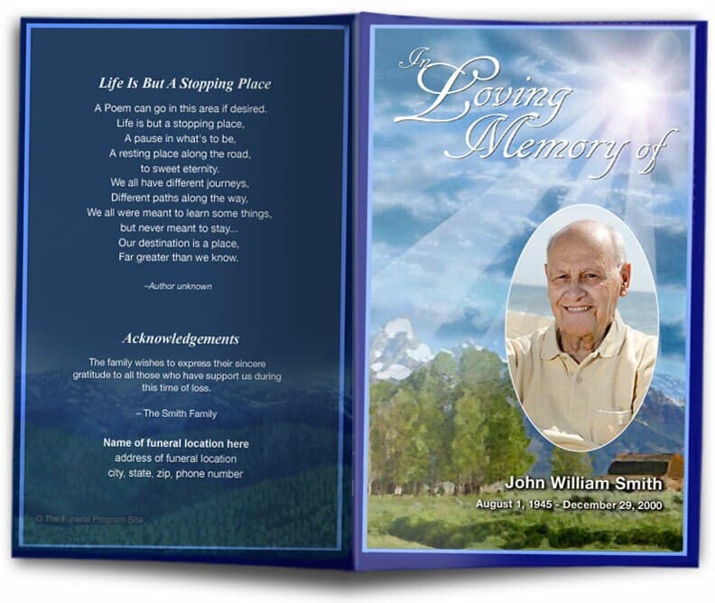 Outdoor Funeral Program Template - Celebrate Prints