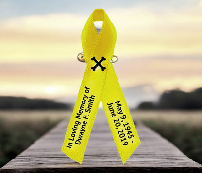 Personalized Bone Cancer Ribbon (Yellow) - Pack of 10 - Celebrate Prints