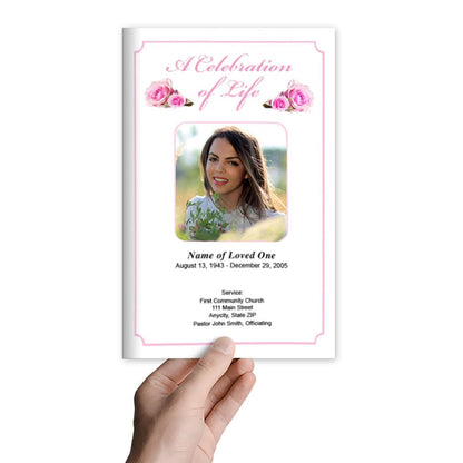 Pink Rose Funeral Program Template - The Funeral Program Site