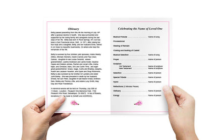 Pink Rose Funeral Program Template - The Funeral Program Site
