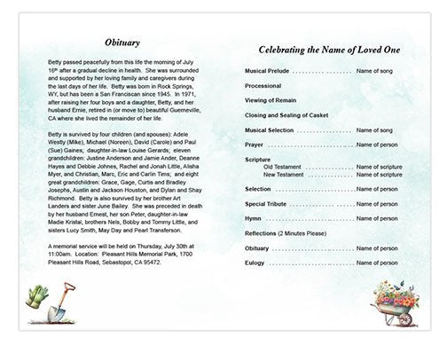 Planting Funeral Program Template - The Funeral Program Site