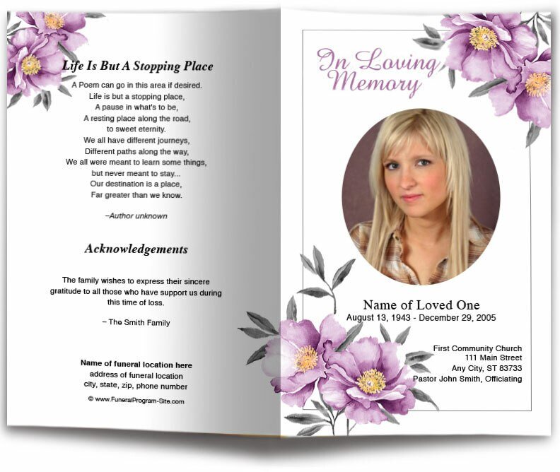 Plum Watercolor Funeral Program Template - The Funeral Program Site