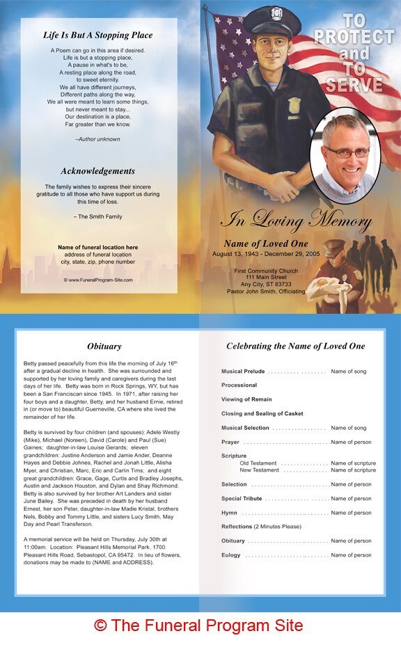 Policeman Funeral Program Template - The Funeral Program Site