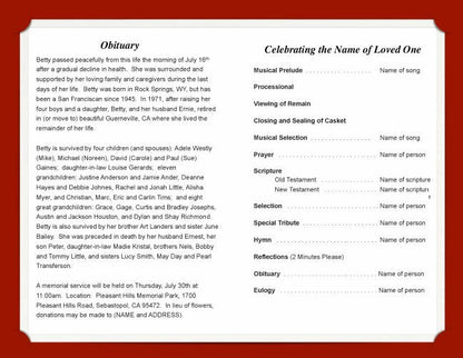 Ponsietta Funeral Program Template - The Funeral Program Site