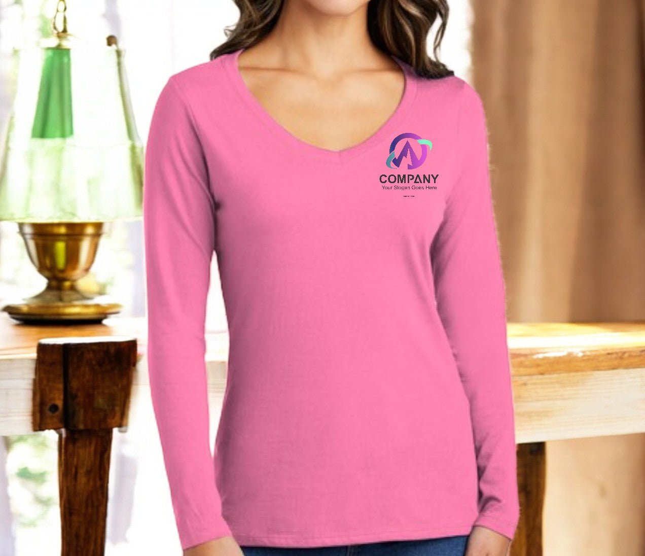 Port & Company® Women's Custom Long Sleeve Fan Favorite™ V - Neck Tee - Celebrate Prints