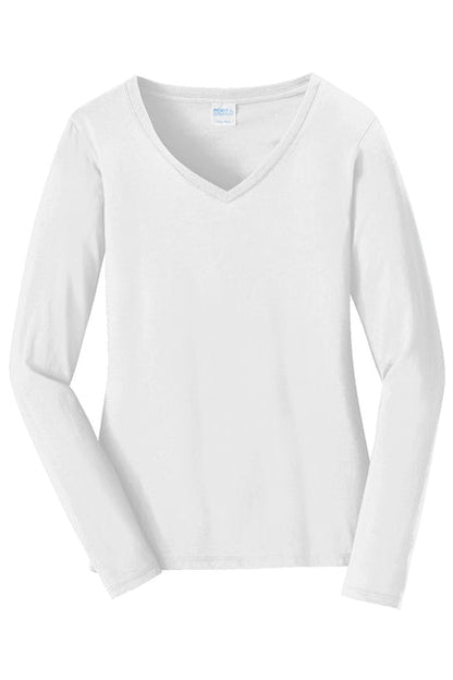 Port & Company® Women's Custom Long Sleeve Fan Favorite™ V - Neck Tee - Celebrate Prints