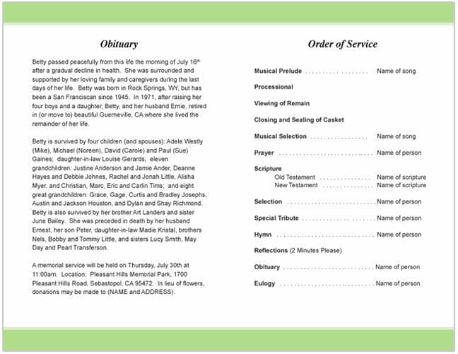 Praises Funeral Program Template - The Funeral Program Site