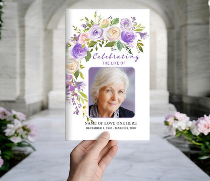 Primrose Watercolor Funeral Program Template - The Funeral Program Site