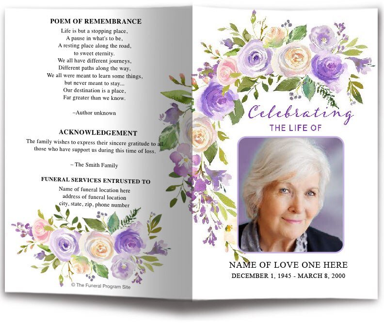 Primrose Watercolor Funeral Program Template - The Funeral Program Site
