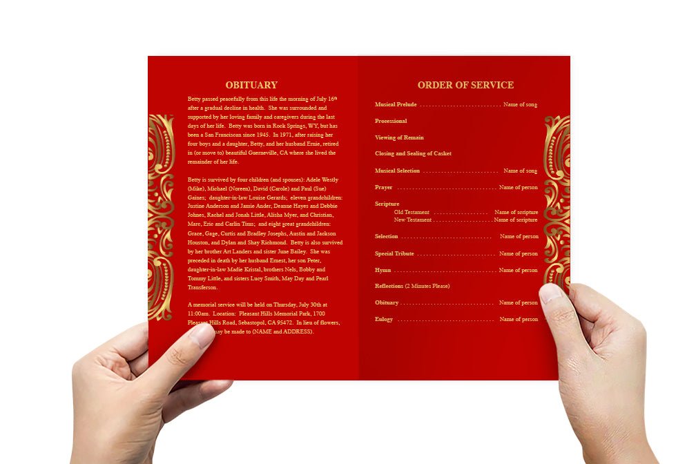 Prosper Funeral Program Template - The Funeral Program Site