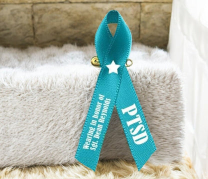 PTSD Awareness Ribbons Personalized (Teal) - Pack of 10 - Celebrate Prints