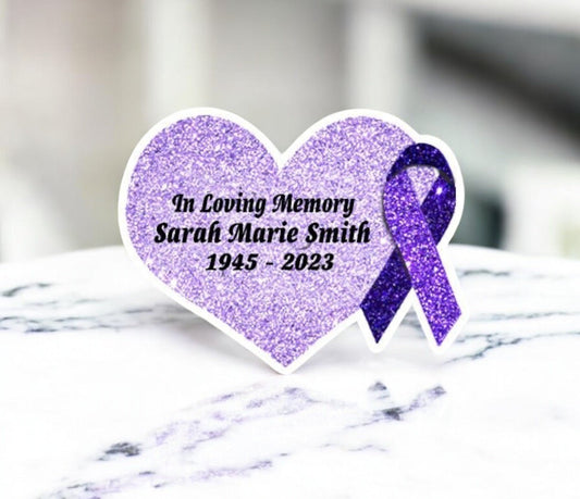 Purple Cancer Ribbon Heart Pin - Pack of 10 - Celebrate Prints