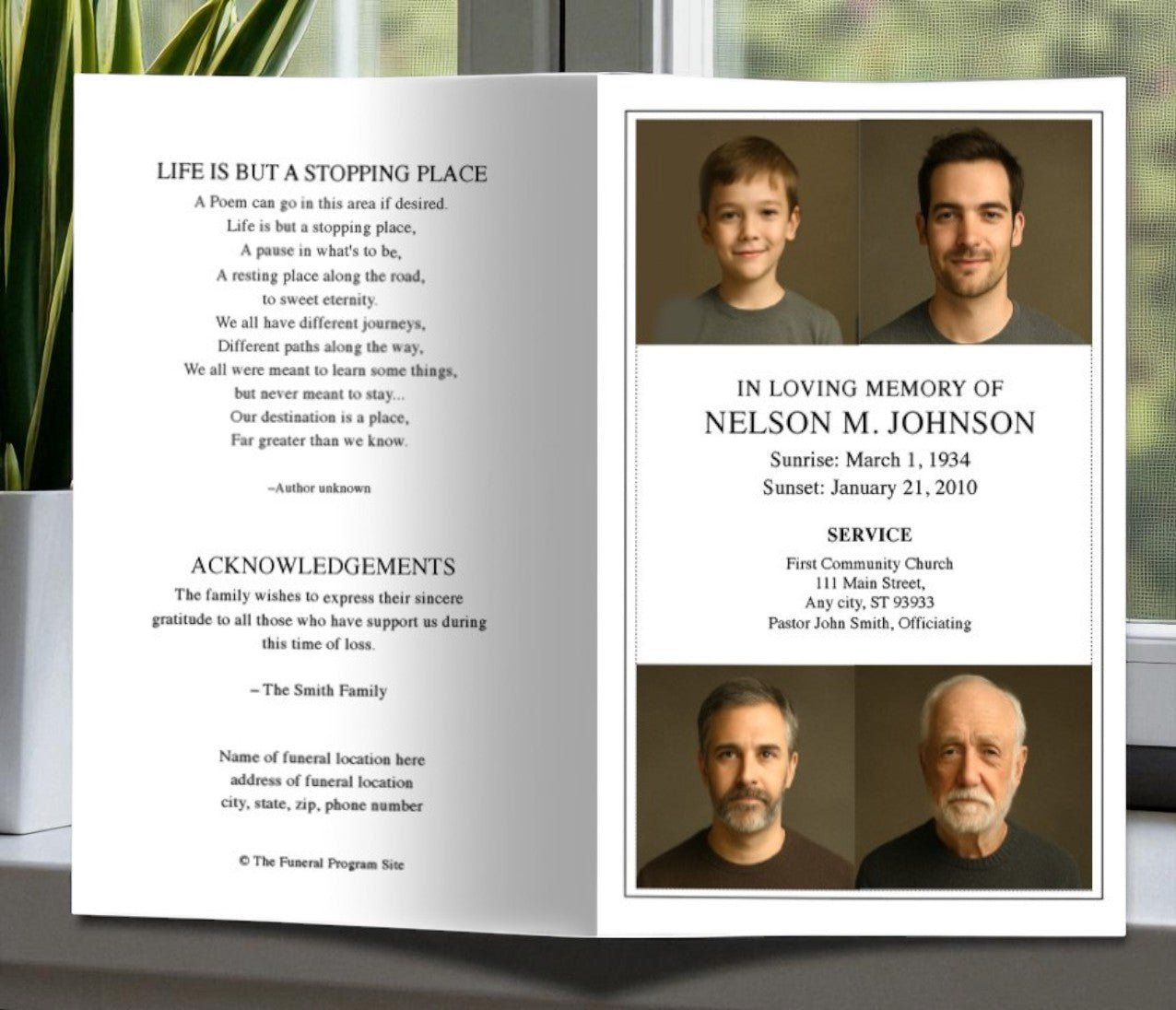 Quad Funeral Program Template - The Funeral Program Site